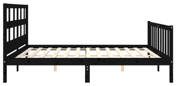 Rám postele s čelem černý 200 x 200 cm masivní dřevo 3193035