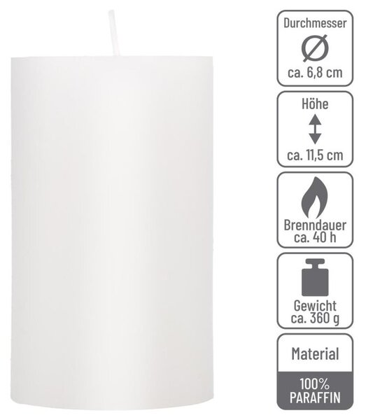 Bílá parafínová svíčka rustikální 11,5 cm, 40 h, sada 12 ks