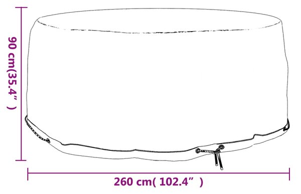 Plachta na zahradní nábytek 10 oček Ø 260 x 90 cm kulatá 319303