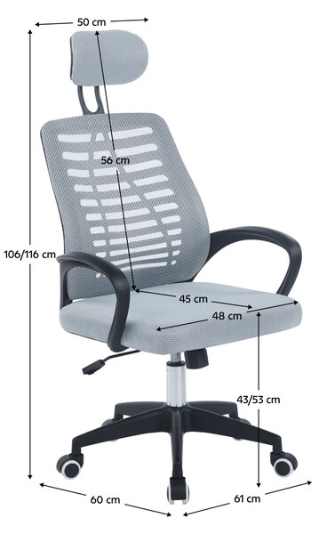 Ergonomická kancelářská židle SONA - šedá síťovina