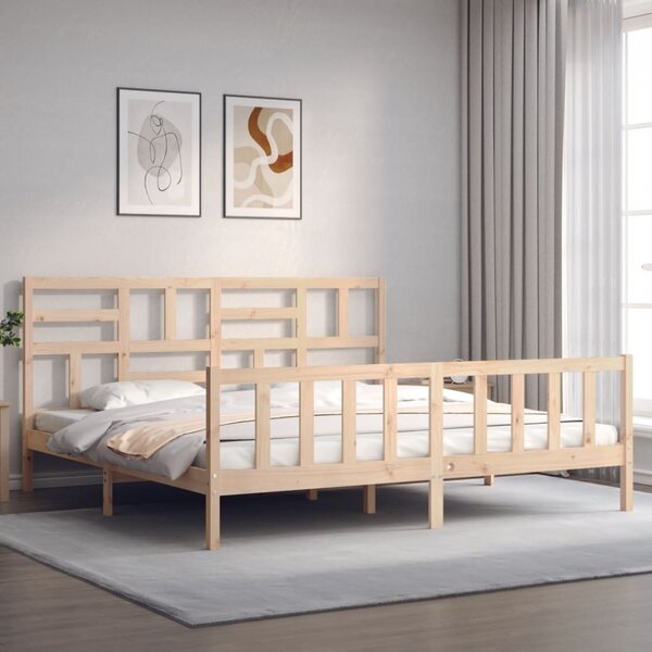 Rám postele s čelem Super King Size masivní dřevo 3193091