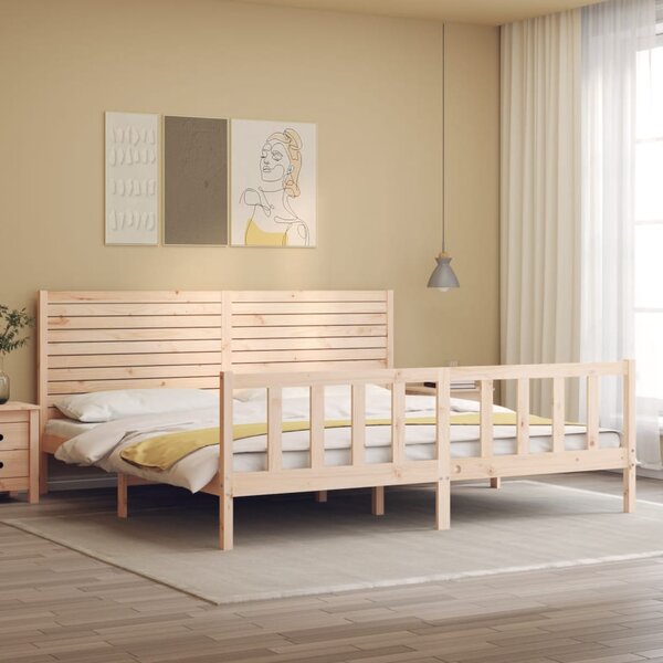 Rám postele s čelem Super King Size masivní dřevo 3193221