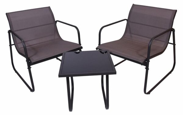 Zahradní relax set 2 křesla a stolek, ocel/textil, skládací