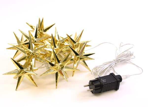 Světelný LED řetěz,10 LED, hvězdy, 12 cm, teple bílá