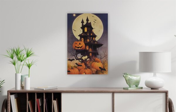 Nástěnná malba Děsivá vila, 9 LED, 60 x 40 cm