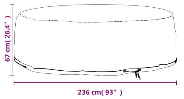Plachta na zahradní nábytek 10 oček Ø 236 x 67 cm kulatá 319334