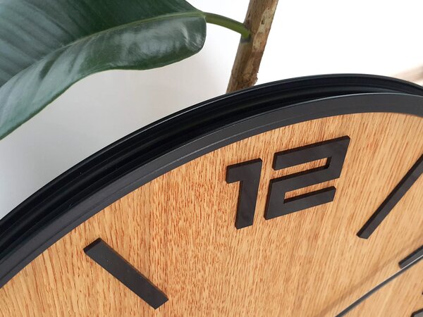 ModernClock Dřevěné nástěnné hodiny Arabik 50 cm dub přírodní/černé
