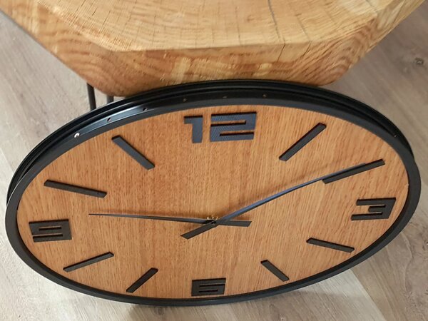 ModernClock Dřevěné nástěnné hodiny Arabik 50 cm dub přírodní/černé