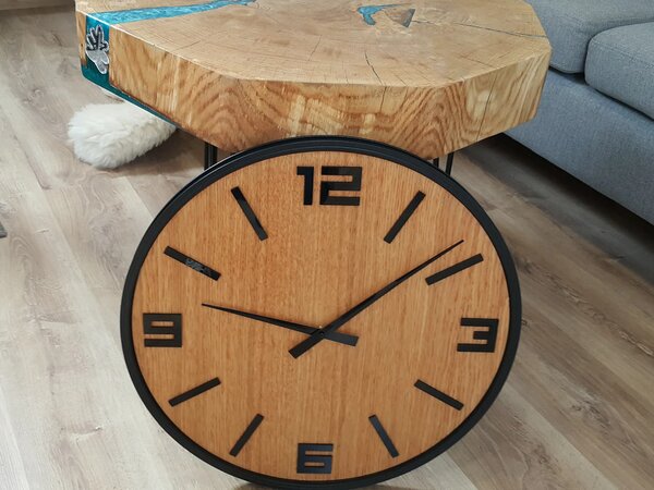 ModernClock Dřevěné nástěnné hodiny Arabik 50 cm dub přírodní/černé