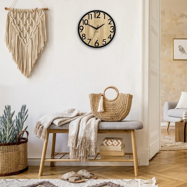 ModernClock Dřevěné nástěnné hodiny Focus 33 cm dub přírodní/černé