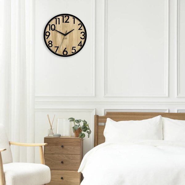 ModernClock Dřevěné nástěnné hodiny Focus 33 cm dub přírodní/černé