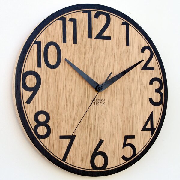 ModernClock Dřevěné nástěnné hodiny Focus 33 cm dub přírodní/černé