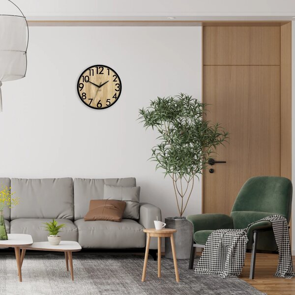 ModernClock Dřevěné nástěnné hodiny Focus 33 cm dub přírodní/černé