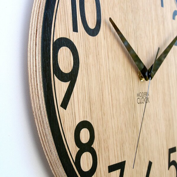ModernClock Dřevěné nástěnné hodiny Focus 33 cm dub přírodní/černé