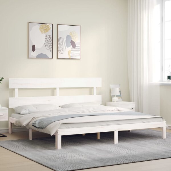 Postel bez matrace bílá 200 x 200 cm masivní borovice 3193552