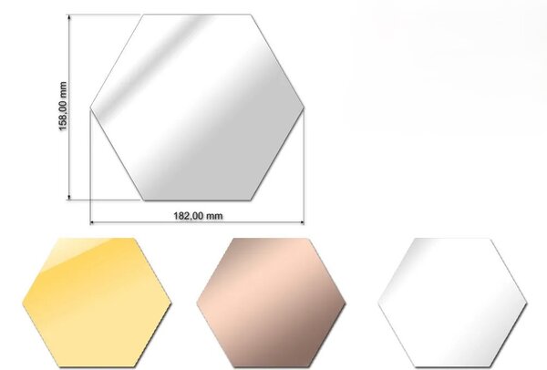 ModernClock Nástěnné samolepící zrcadlo Hexagon stříbrné