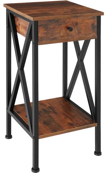 Tectake 404451 odkládací stolek dayton 35x35x70,5cm - industriální dřevo tmavé, rustikální