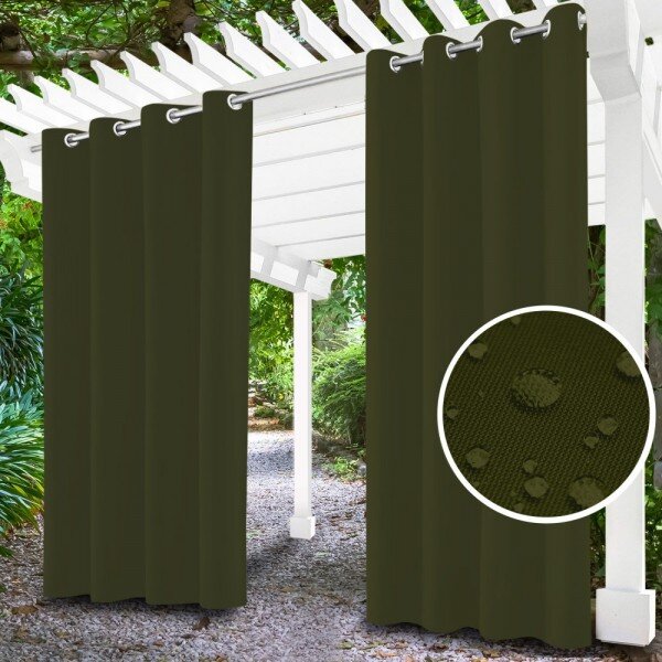 Zahradní závěs do altánku na kroužcích MIG18 khaki Zelená 155x200 cm