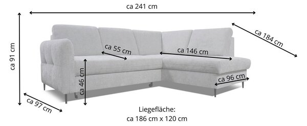 ROHOVÁ SEDAČKA, textil, šedá Hom`in - Sedací soupravy