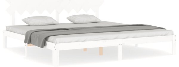 Postel bez matrace bílá 200 x 200 cm masivní borovice 3193747