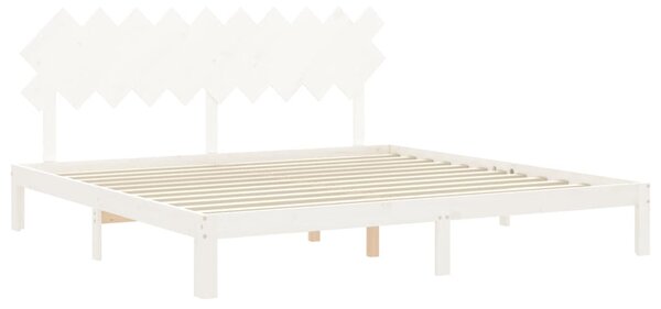 Postel bez matrace bílá 200 x 200 cm masivní borovice 3193747