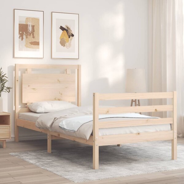Rám postele s čelem 100 x 200 cm masivní dřevo 3194041