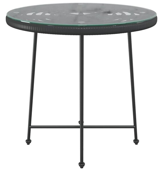 Jídelní stůl černý Ø 80 cm tvrzené sklo a ocel 319437