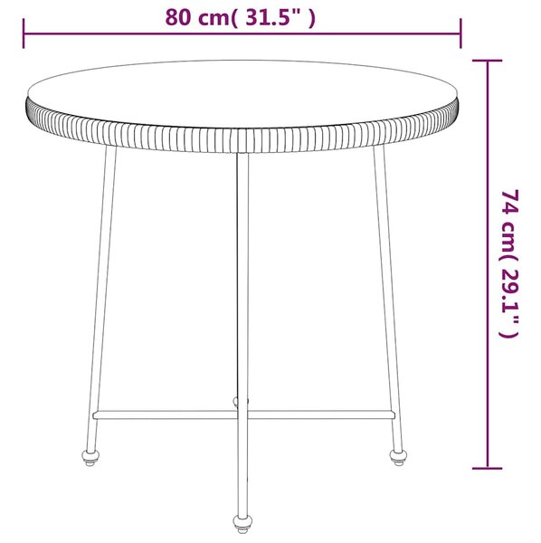 Jídelní stůl černý Ø 80 cm tvrzené sklo a ocel 319437