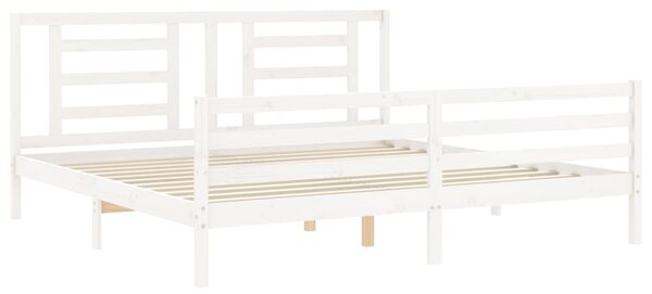 Rám postele s čelem bílý 200 x 200 cm masivní dřevo 3194722