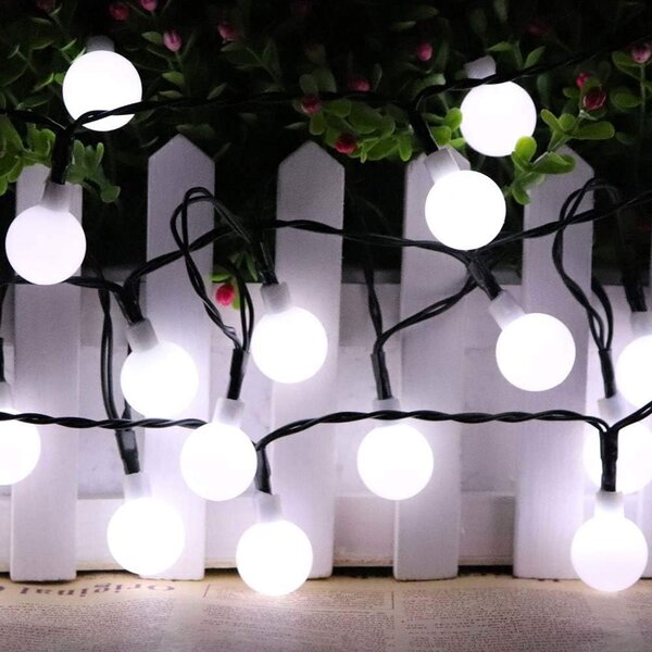ACA Lighting LED solární kuličky, 30 LED, 4,35m+2m, studená bílá,IP44, 2 funkce