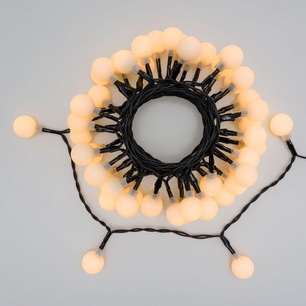 ACA Lighting LED solární kuličky, 30 LED, 4,35m+2m, teplá bílá,IP44, 2 funkce