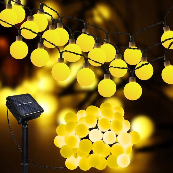ACA Lighting LED solární kuličky, 30 LED, 4,35m+2m, teplá bílá,IP44, 2 funkce