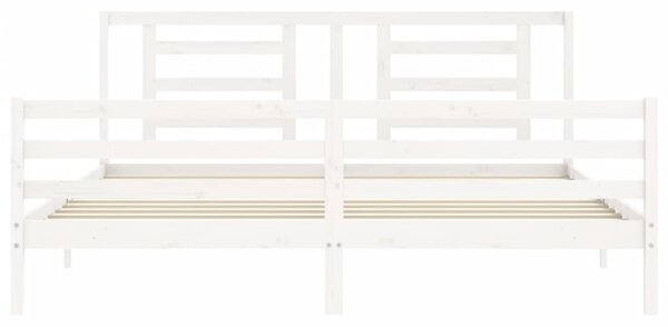 Rám postele s čelem bílý 200 x 200 cm masivní dřevo 3194722
