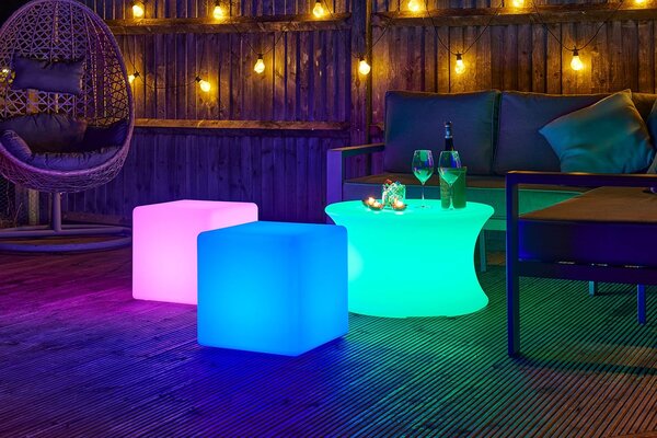 ACA Lighting Solární a vodotěsná LED kostka RGB+W 40 cm, dálkové ovládaní