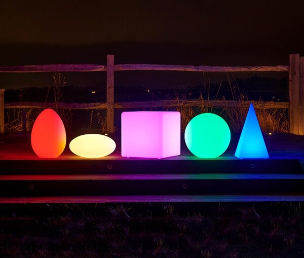ACA Lighting Solární a vodotěsná LED kostka RGB+W 40 cm, dálkové ovládaní