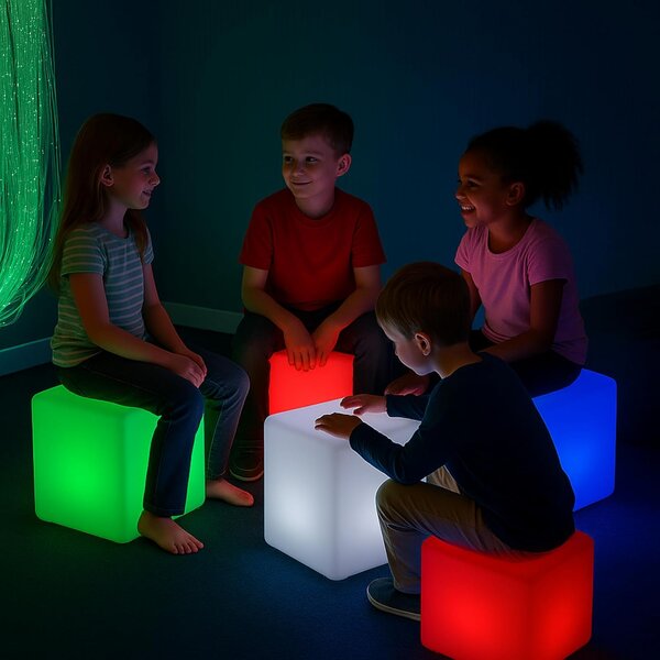 ACA Lighting Solární a vodotěsná LED kostka RGB+W 40 cm, dálkové ovládaní