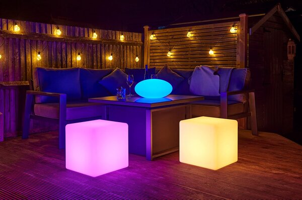 ACA Lighting Solární a vodotěsná LED kostka RGB+W 40 cm, dálkové ovládaní