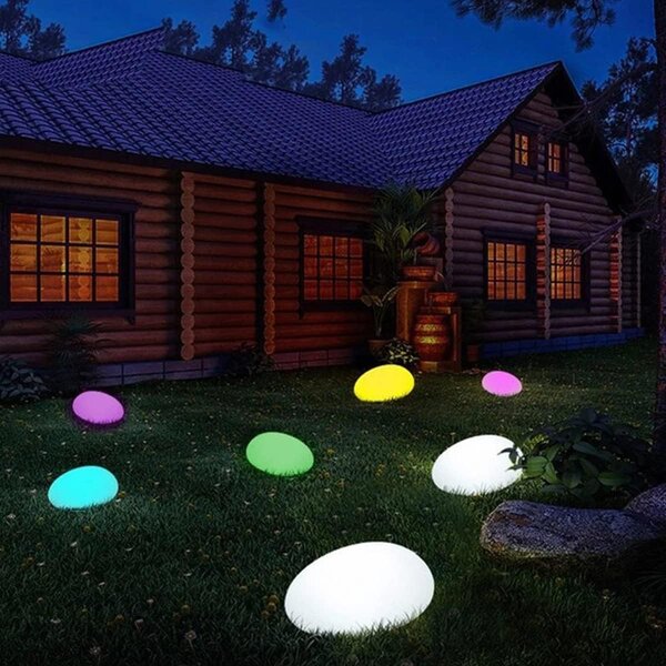 ACA Lighting Solární a vodotěsný LED kámen RGB+W 26x20x14 cm, dálkové ovládaní