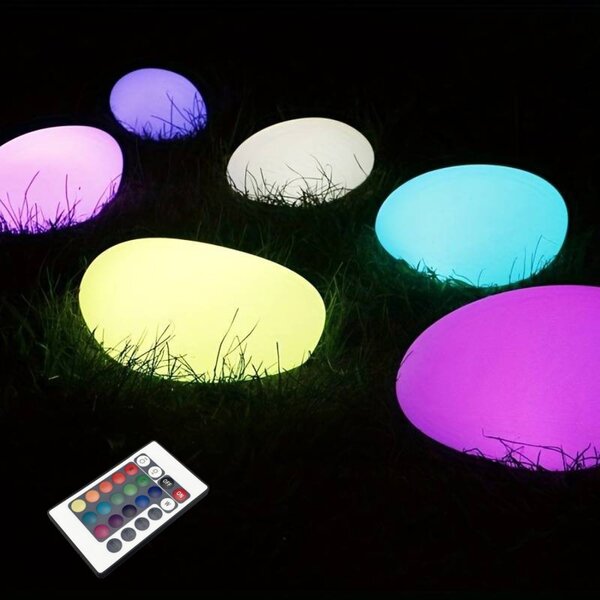 ACA Lighting Solární a vodotěsný LED kámen RGB+W 26x20x14 cm, dálkové ovládaní