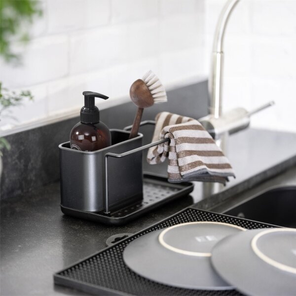 WENKO 55078100 - Organizér BLACK OUTDOOR KITCHEN 21x12 cm nerez/černá