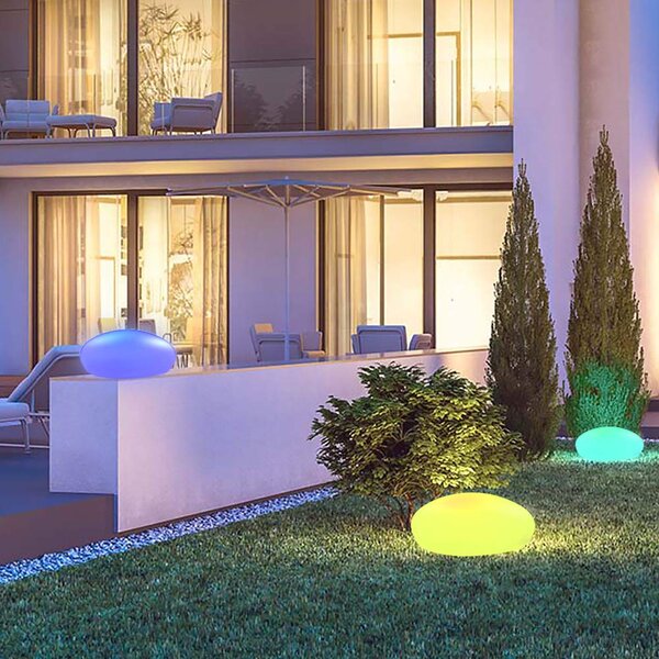 ACA Lighting Solární a vodotěsný LED kámen RGB+W 26x20x14 cm, dálkové ovládaní