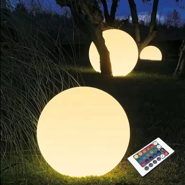 ACA Lighting Solární a vodotěsná LED koule RGB+W 25 cm, dálkové ovládaní