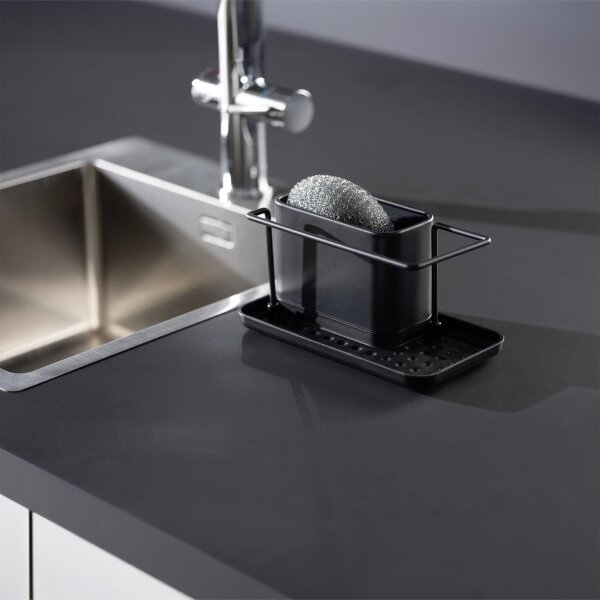 WENKO 55078100 - Organizér BLACK OUTDOOR KITCHEN 21x12 cm nerez/černá