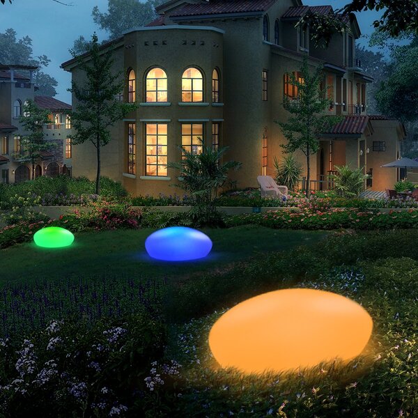 ACA Lighting Solární a vodotěsný LED kámen RGB+W 26x20x14 cm, dálkové ovládaní