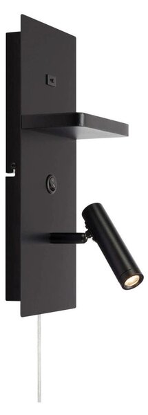 Markslöjd 109018 - LED Nástěnné sv. s poličkou a USB portem CARICA 4W/230V černá
