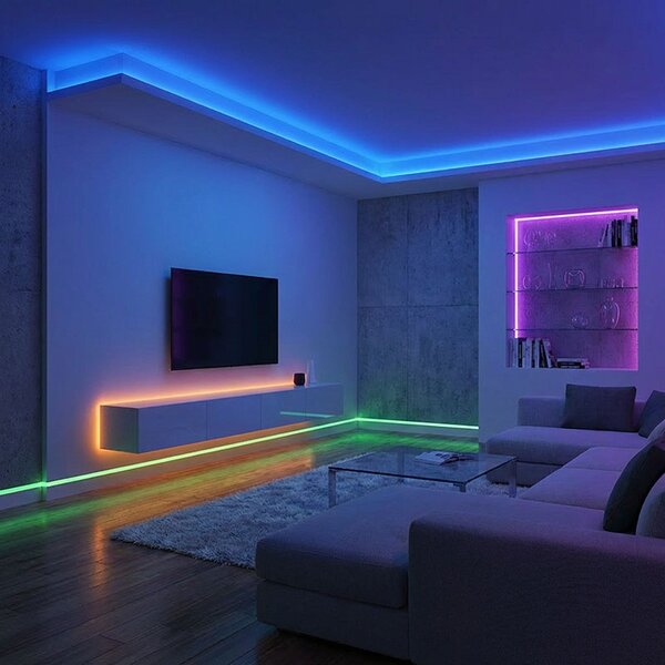SOLIGHT LED SMD RGB pásek 3m, sada s adpatérem, dálkové ovládání, 10W/m, multicolor