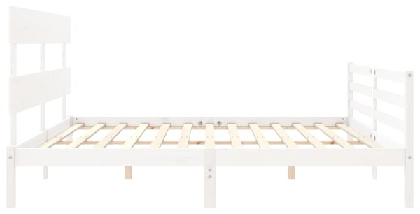 Rám postele s čelem bílý 200 x 200 cm masivní dřevo 3195112