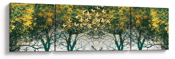 Obraz - Jeleni v zeleném lese (170x50 cm)