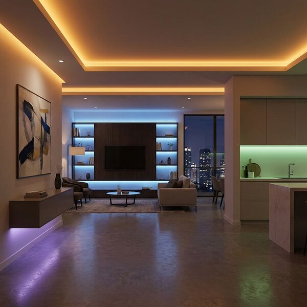SOLIGHT LED světelný pás RGB + 3CCT, 5m, sada s adaptérem a dálk. ovladačem, 5W/m, IP65