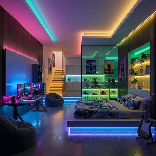 SOLIGHT LED světelný pás RGB + 3CCT, 5m, sada s adaptérem a dálk. ovladačem, 5W/m, IP65